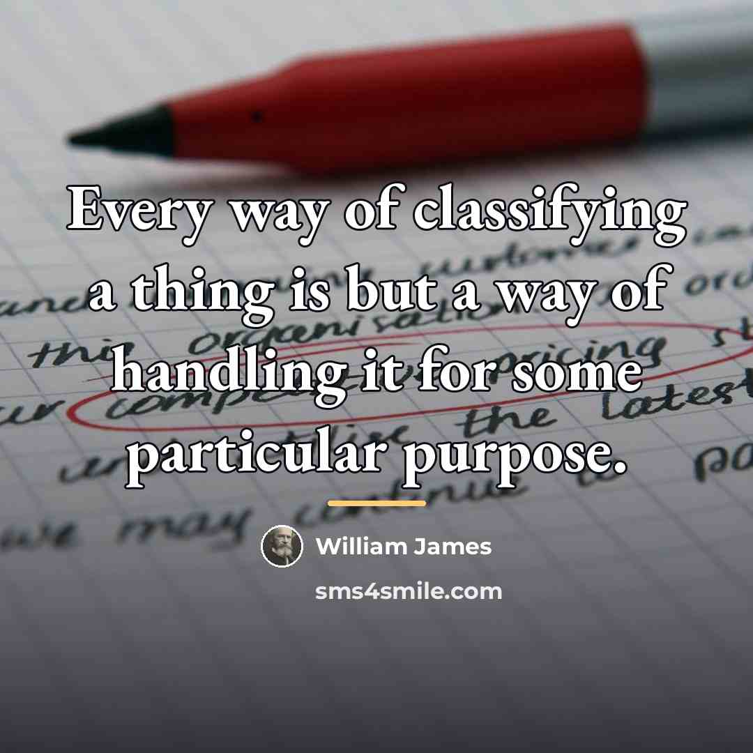 “Every way of classifying a thing is but a way…” quote by William James