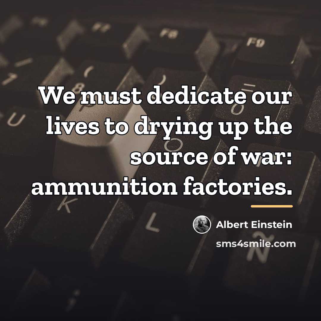 “We must dedicate our lives to drying up the source…” quote by Albert Einstein