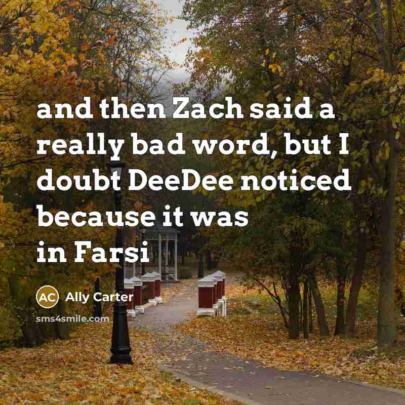 “and then Zach said a really bad word, but I…” quote by Ally Carter