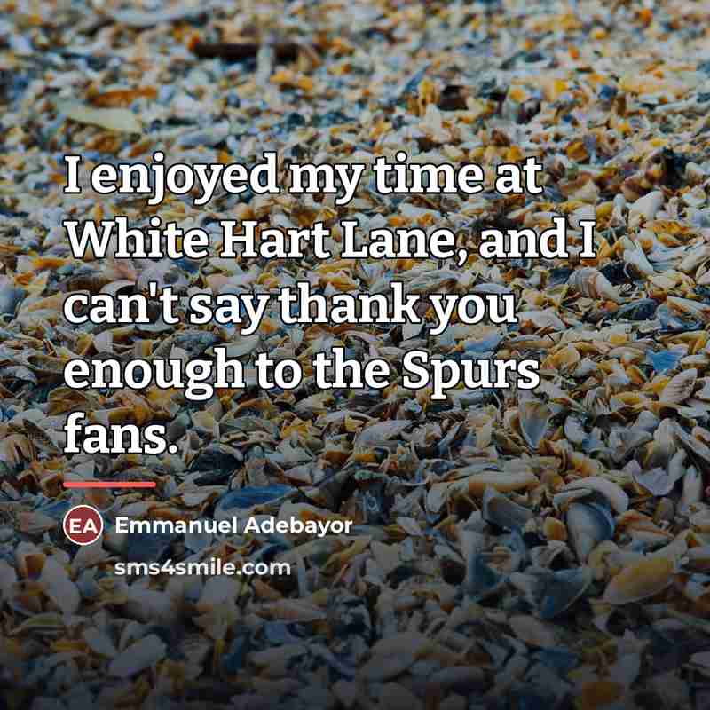 “I enjoyed my time at White Hart Lane, and I…” quote by Emmanuel Adebayor