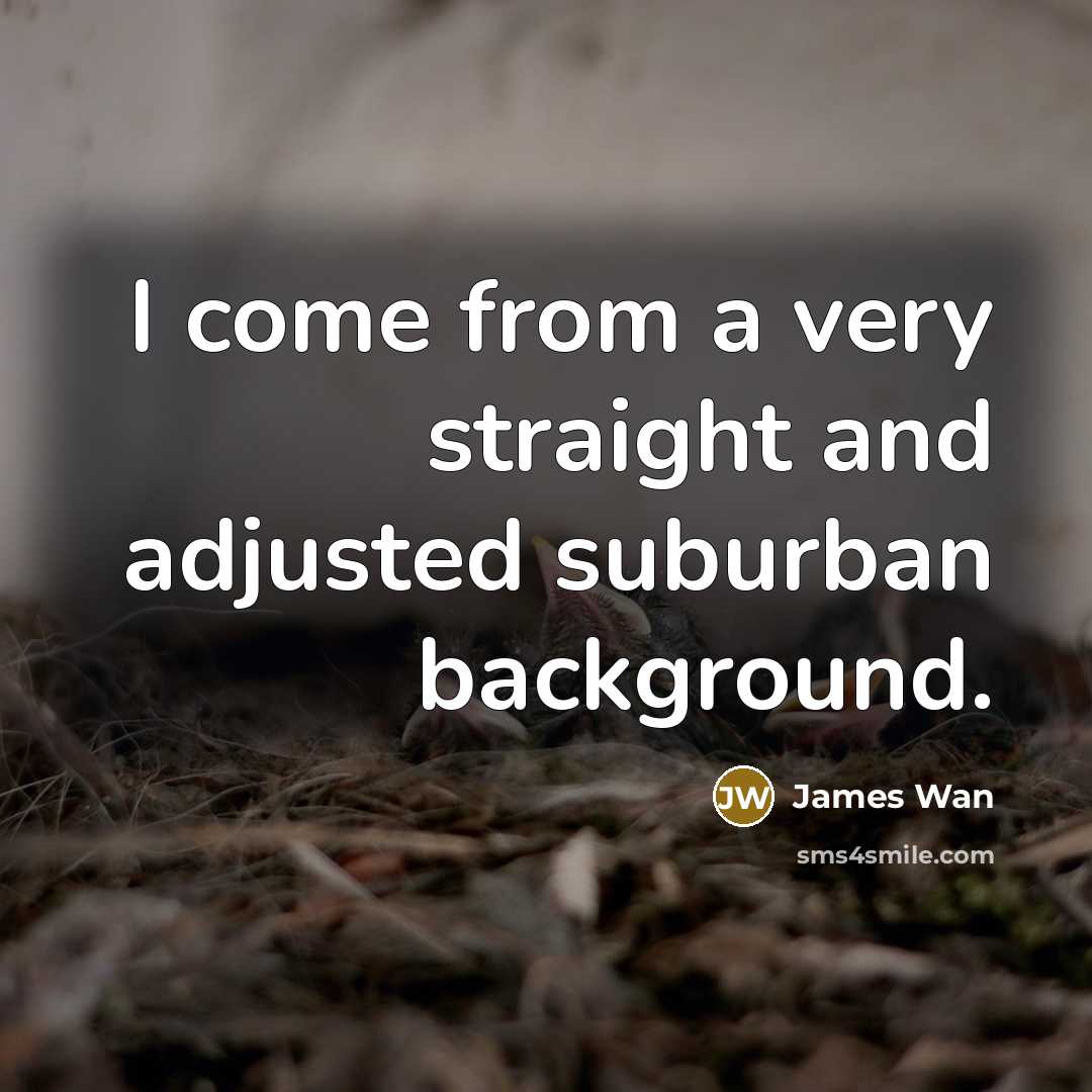 “I come from a very straight and adjusted suburban background.…” quote by James Wan