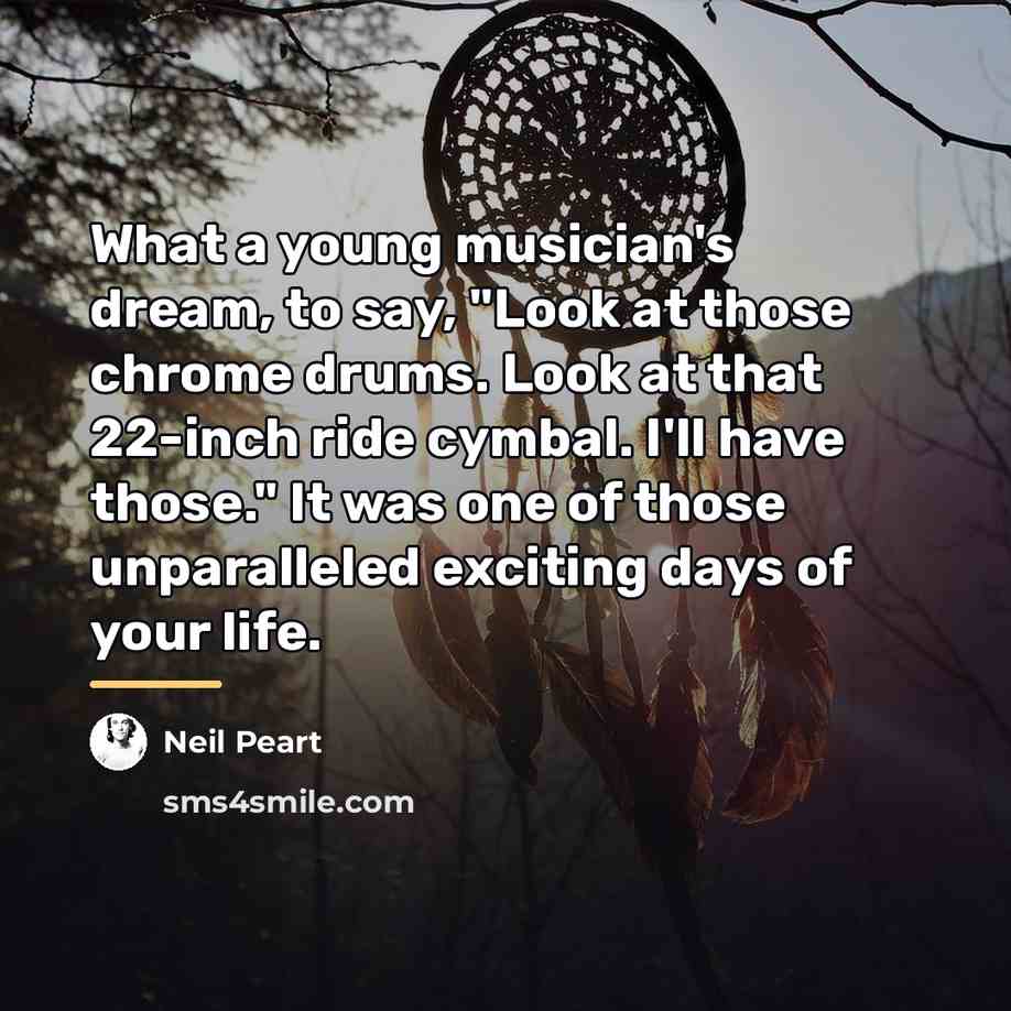 “What a young musician's dream, to say, "Look at those…” quote by Neil Peart