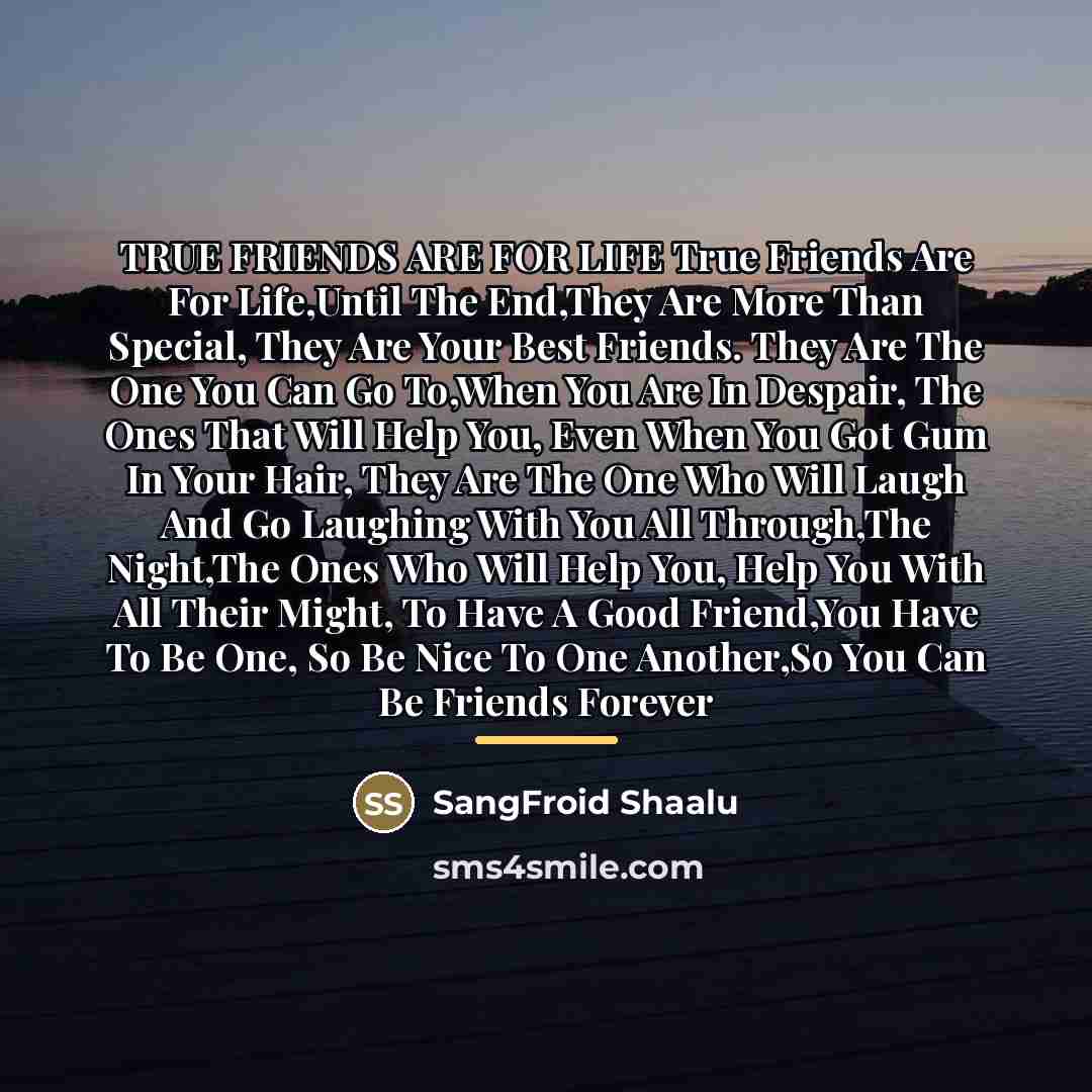 “TRUE FRIENDS ARE FOR LIFE True Friends Are For Life,Until…” quote by SangFroid Shaalu
