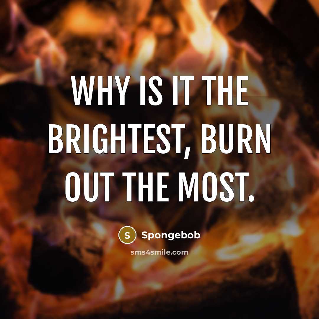 “Why is it the brightest, burn out the most.…” quote by Spongebob