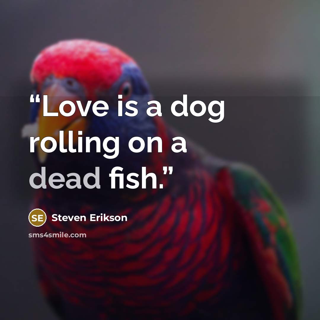 “Love is a dog rolling on a dead fish.” quote by Steven Erikson
