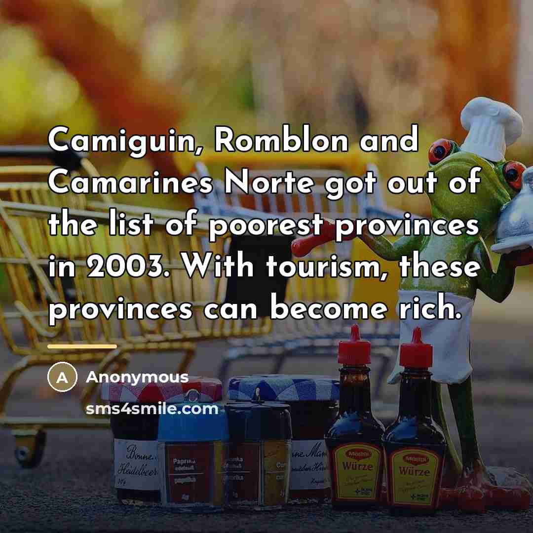 “Camiguin, Romblon and Camarines Norte got out of the list…” quote by Anonymous