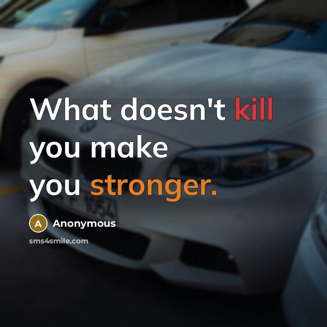 “What doesn't kill you make you stronger.” quote by Anonymous