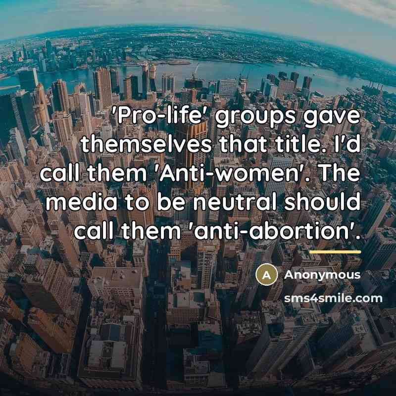 “'Pro-life' groups gave themselves that title. I'd call them 'Anti-women'.…” quote by Anonymous