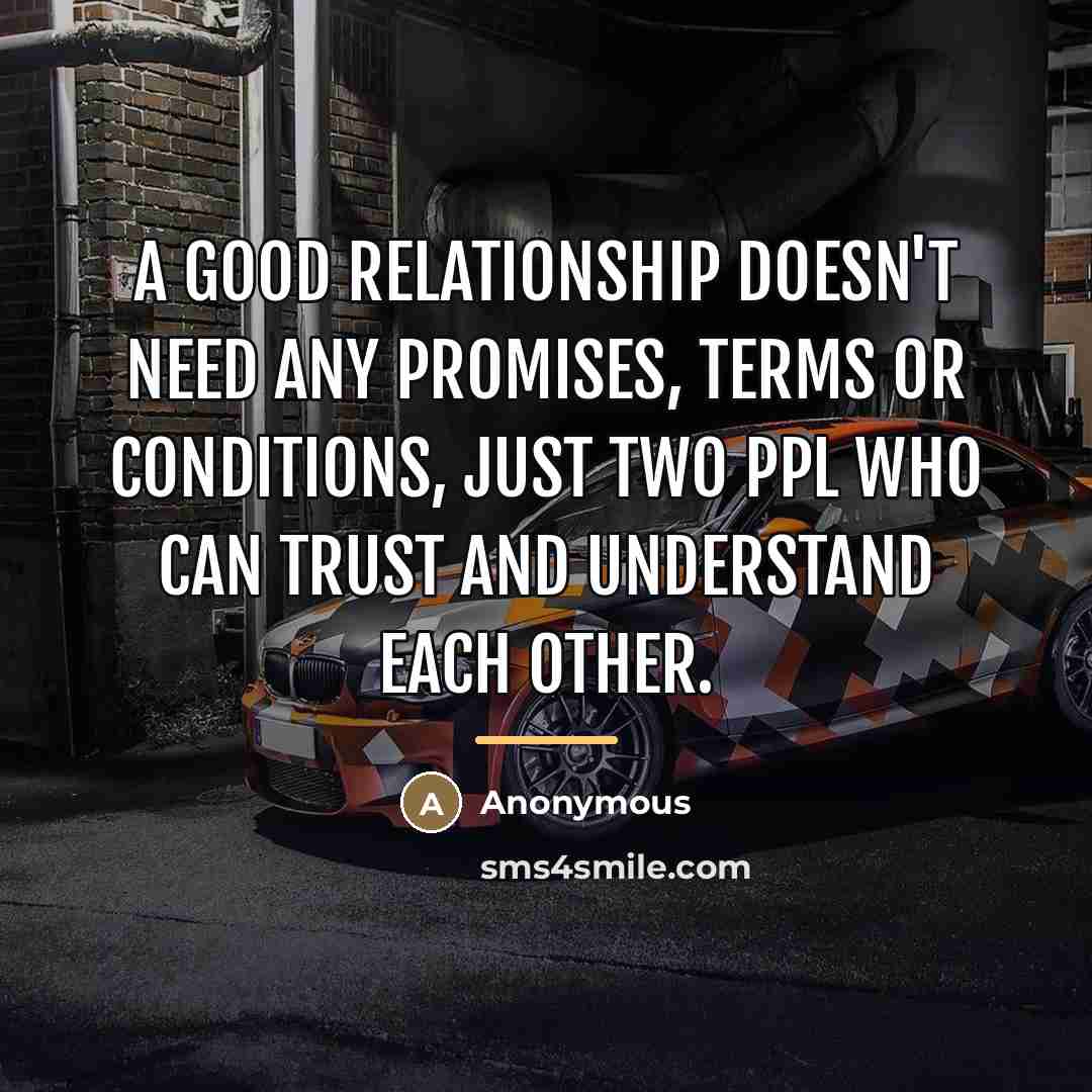 “A good relationship doesn't need any promises, terms or conditions,…” quote by Anonymous