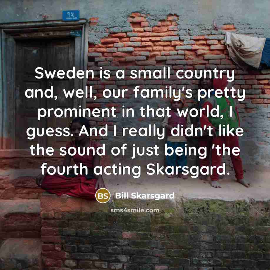 “Sweden is a small country and, well, our family's pretty…” quote by Bill Skarsgard