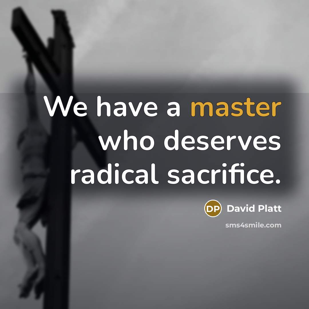 “We have a master who deserves radical sacrifice.…” quote by David Platt