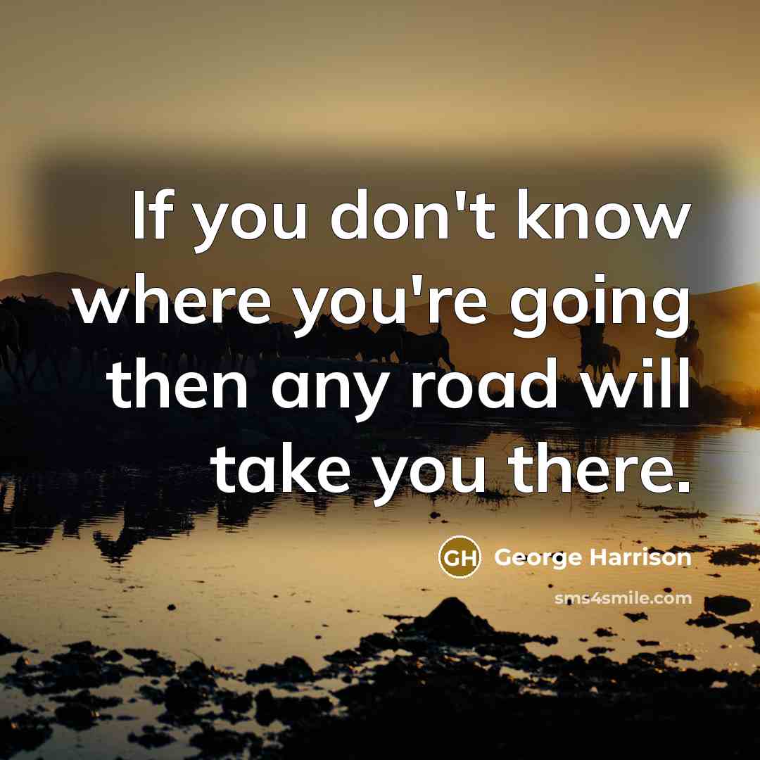 “If you don't know where you're going then any road will take you there.” quote by George Harrison