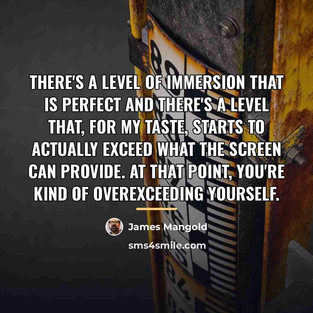 “There's a level of immersion that is perfect and there's…” quote by James Mangold