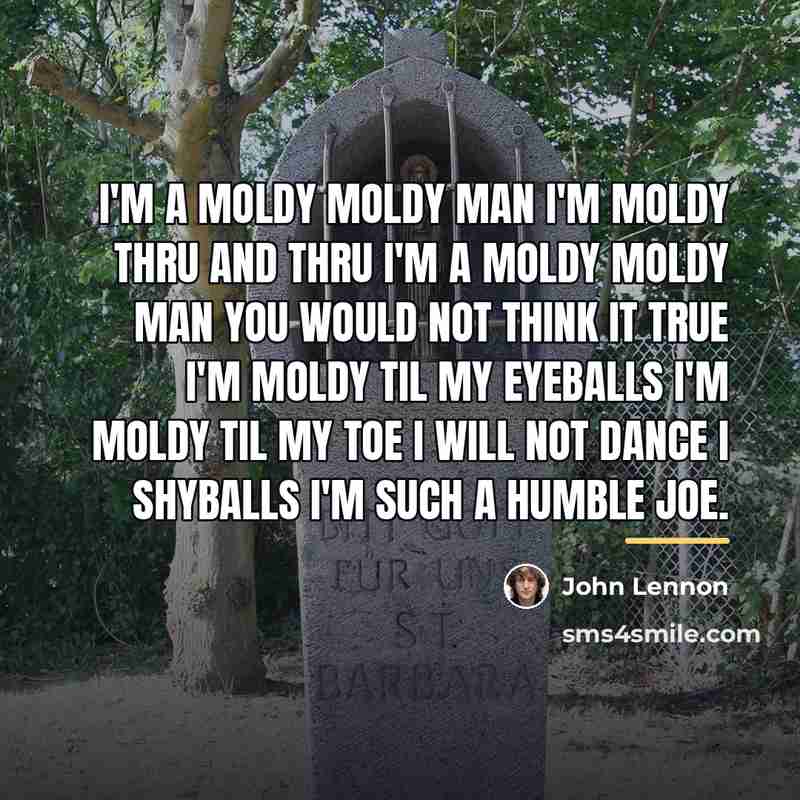 “I'm a moldy moldy man I'm moldy thru and thru…” quote by John Lennon