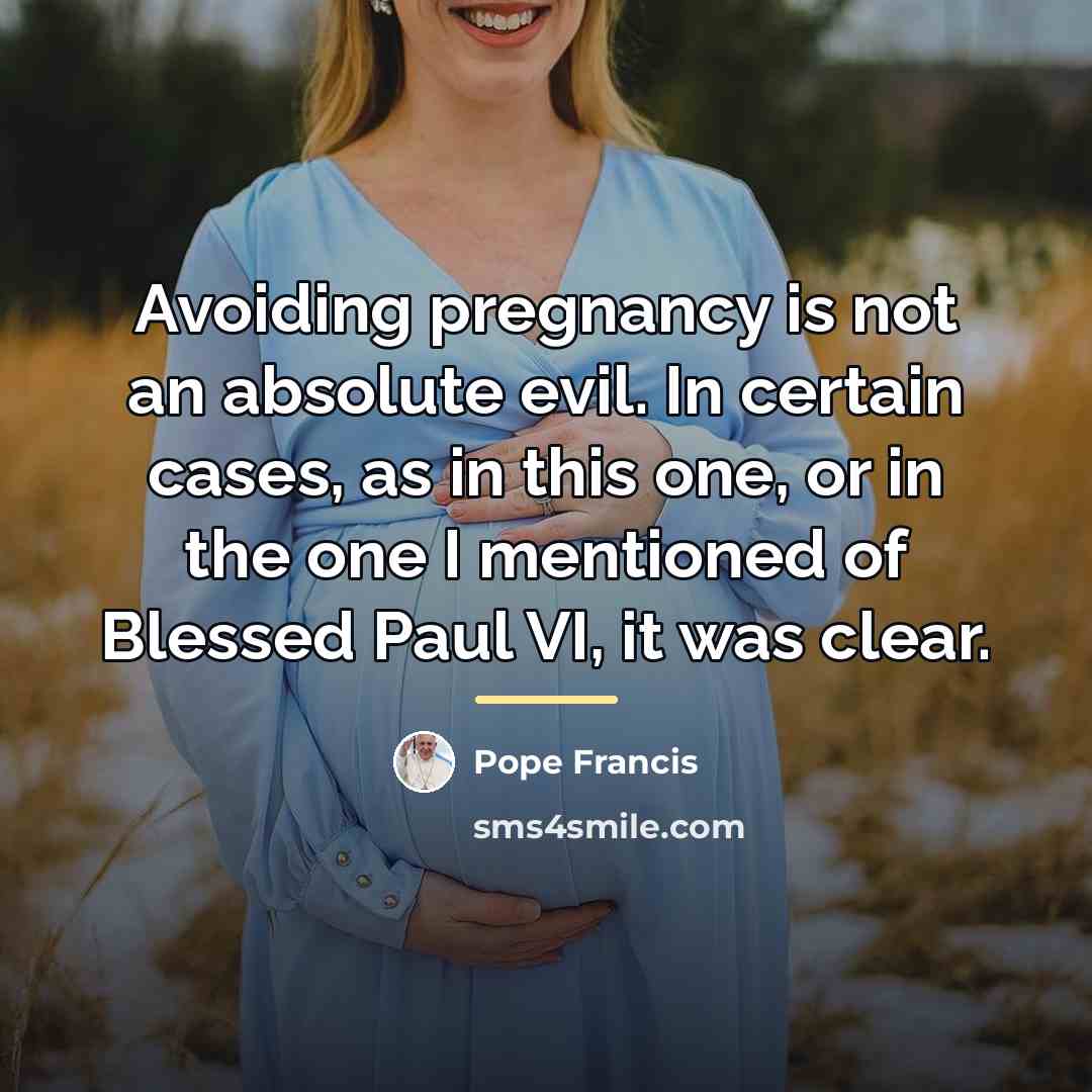 “Avoiding pregnancy is not an absolute evil. In certain cases,…” quote by Pope Francis