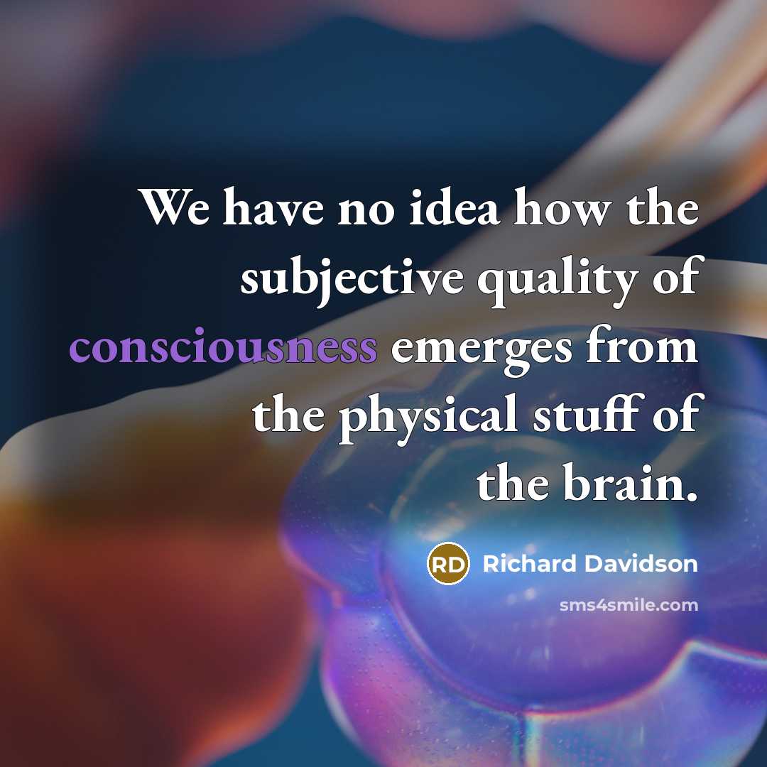 “We have no idea how the subjective quality of consciousness…” quote by Richard Davidson