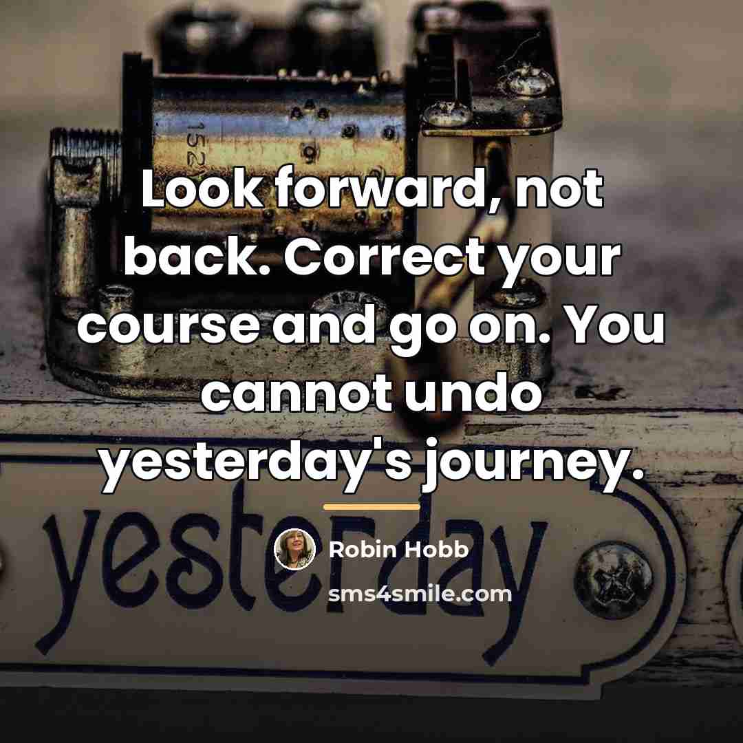 “Look forward, not back. Correct your course and go on.…” quote by Robin Hobb