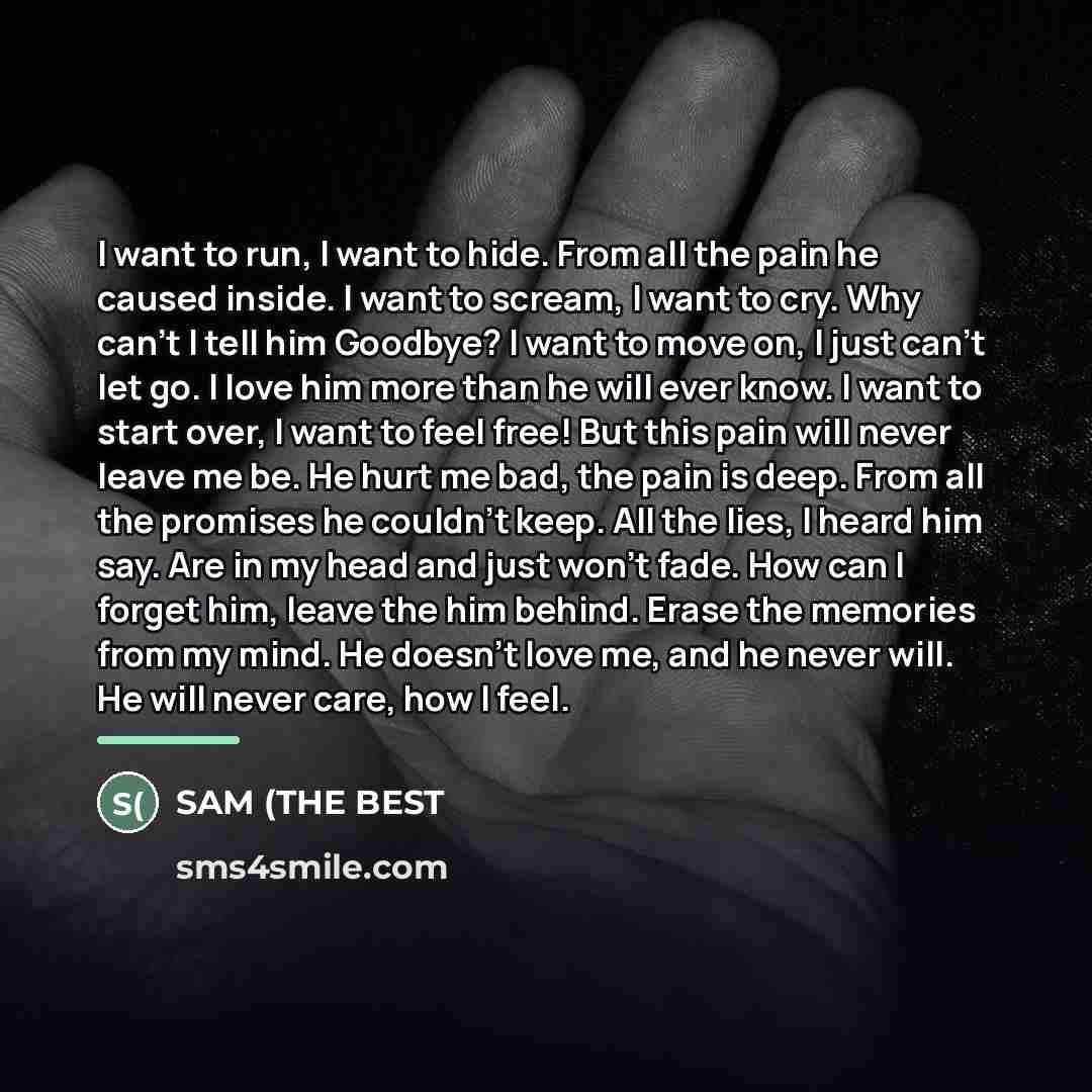 “I want to run, I want to hide. From all…” quote by SAM (THE BEST