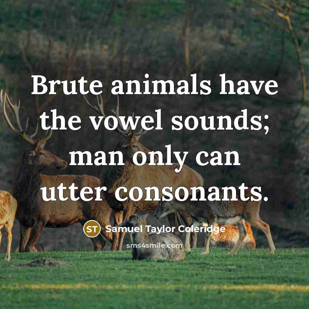 “Brute animals have the vowel sounds; man only can utter…” quote by Samuel Taylor Coleridge