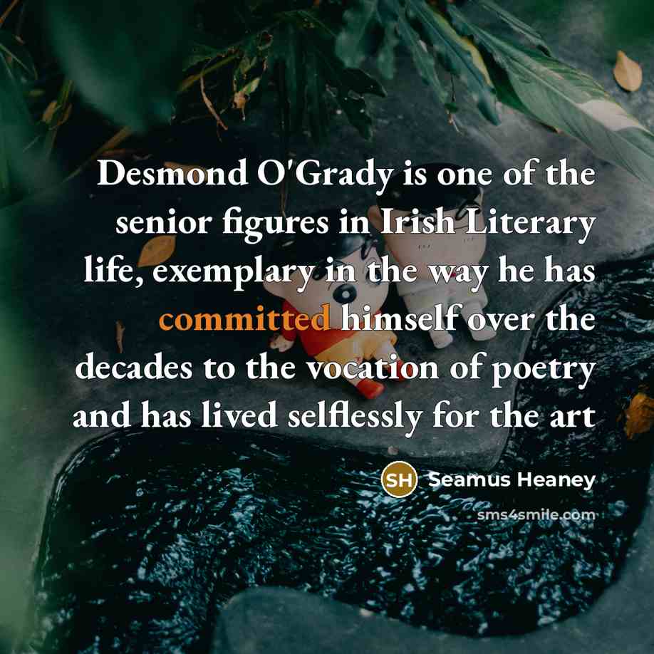 “Desmond O'Grady is one of the senior figures in Irish…” quote by Seamus Heaney