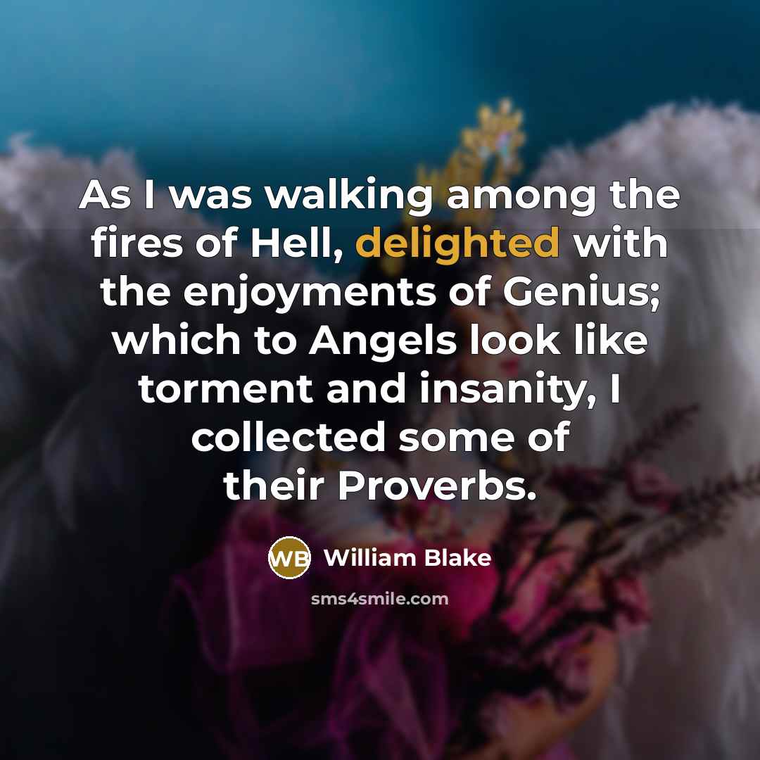 “As I was walking among the fires of Hell, delighted…” quote by William Blake