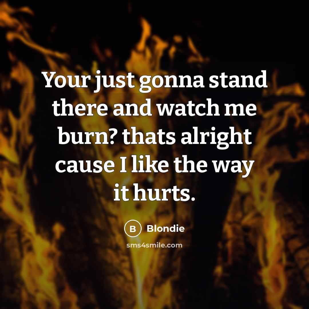 “Your just gonna stand there and watch me burn? thats…” quote by Blondie