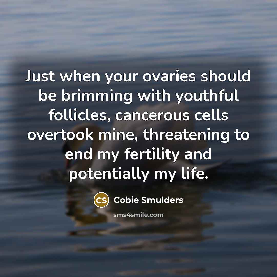 “Just when your ovaries should be brimming with youthful follicles,…” quote by Cobie Smulders