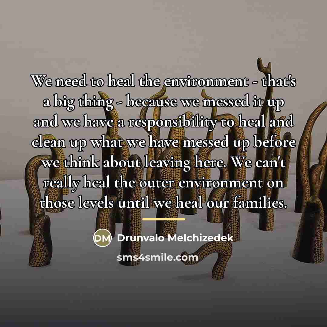“We need to heal the environment - that's a big…” quote by Drunvalo Melchizedek