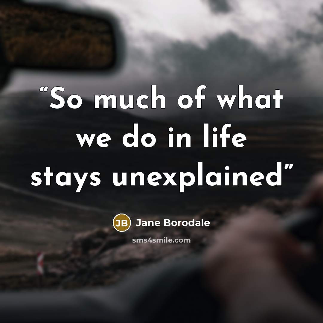 “So much of what we do in life stays unexplained” quote by Jane Borodale