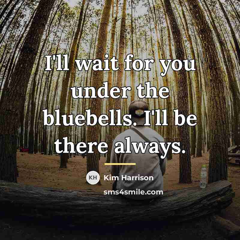 “I'll wait for you under the bluebells. I'll be there…” quote by Kim Harrison