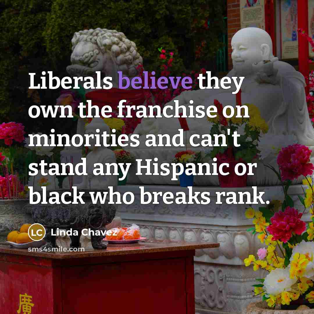 “Liberals believe they own the franchise on minorities and can't…” quote by Linda Chavez