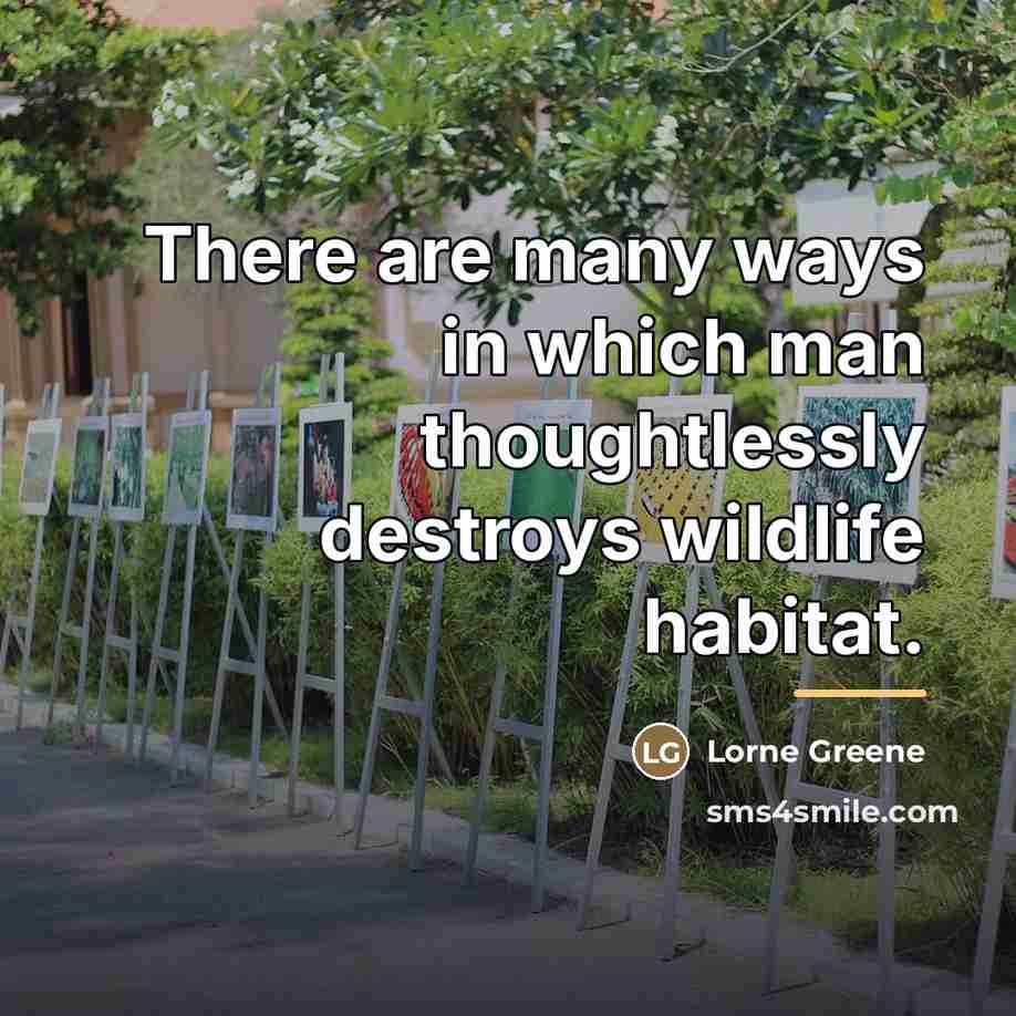 “There are many ways in which man thoughtlessly destroys wildlife…” quote by Lorne Greene