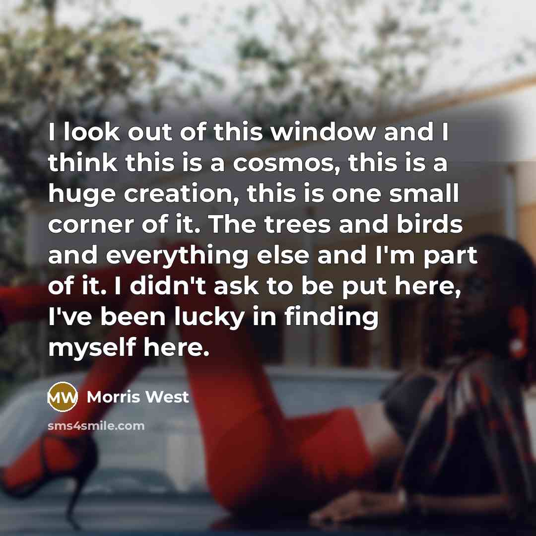 “I look out of this window and I think this…” quote by Morris West