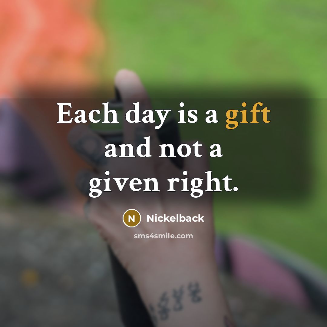 “Each day is a gift and not a given right.…” quote by Nickelback
