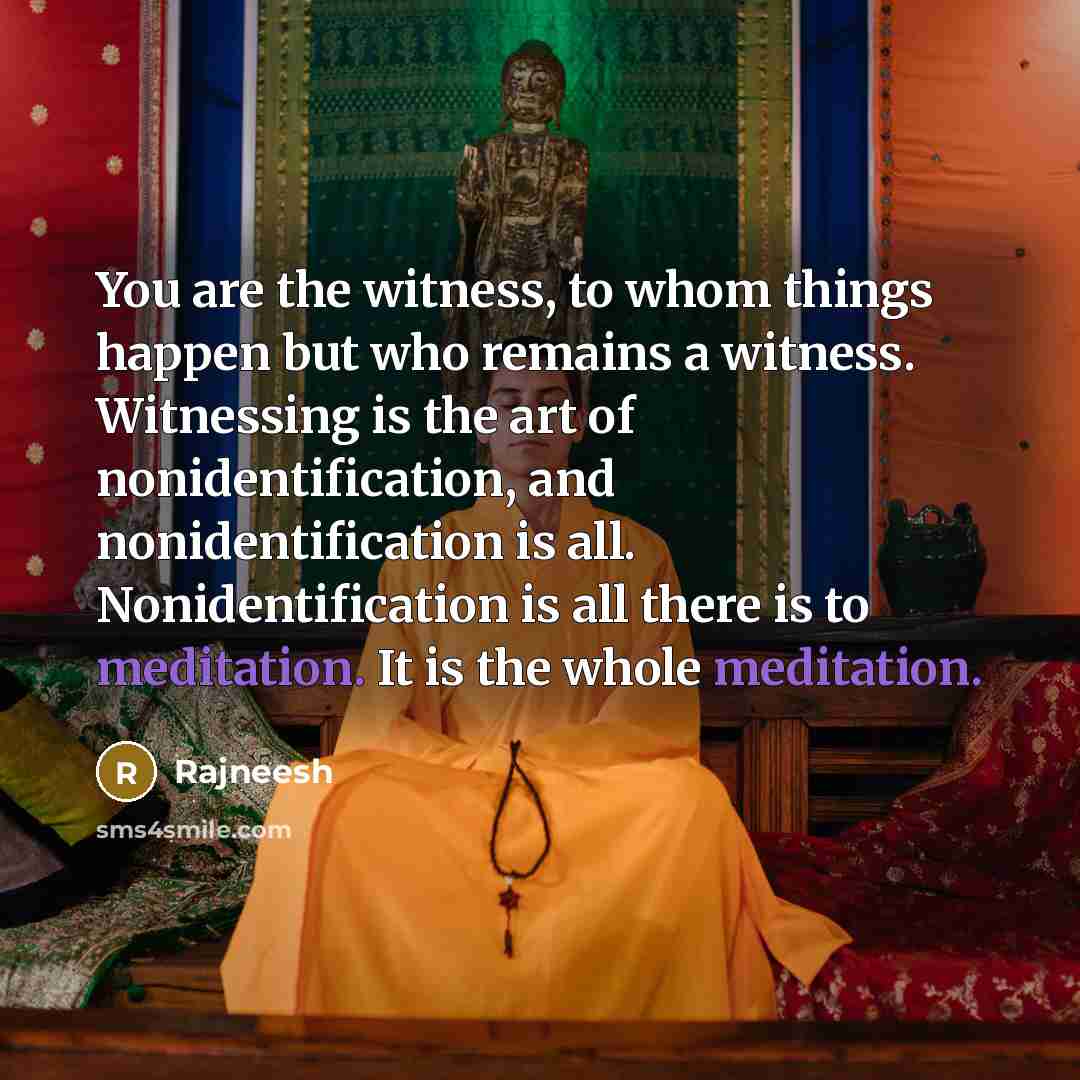 “You are the witness, to whom things happen but who…” quote by Rajneesh