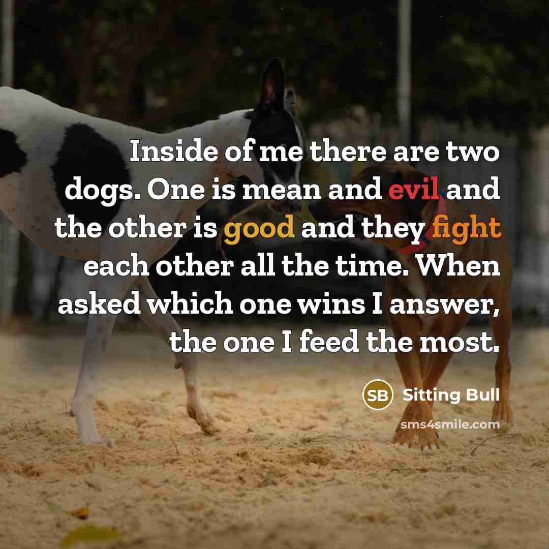 “Inside of me there are two dogs. One is mean…” quote by Sitting Bull