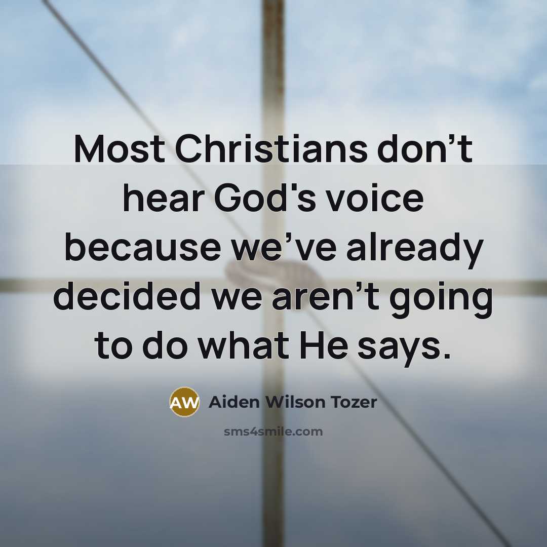 “Most Christians don't hear God's voice because we've already decided…” quote by Aiden Wilson Tozer