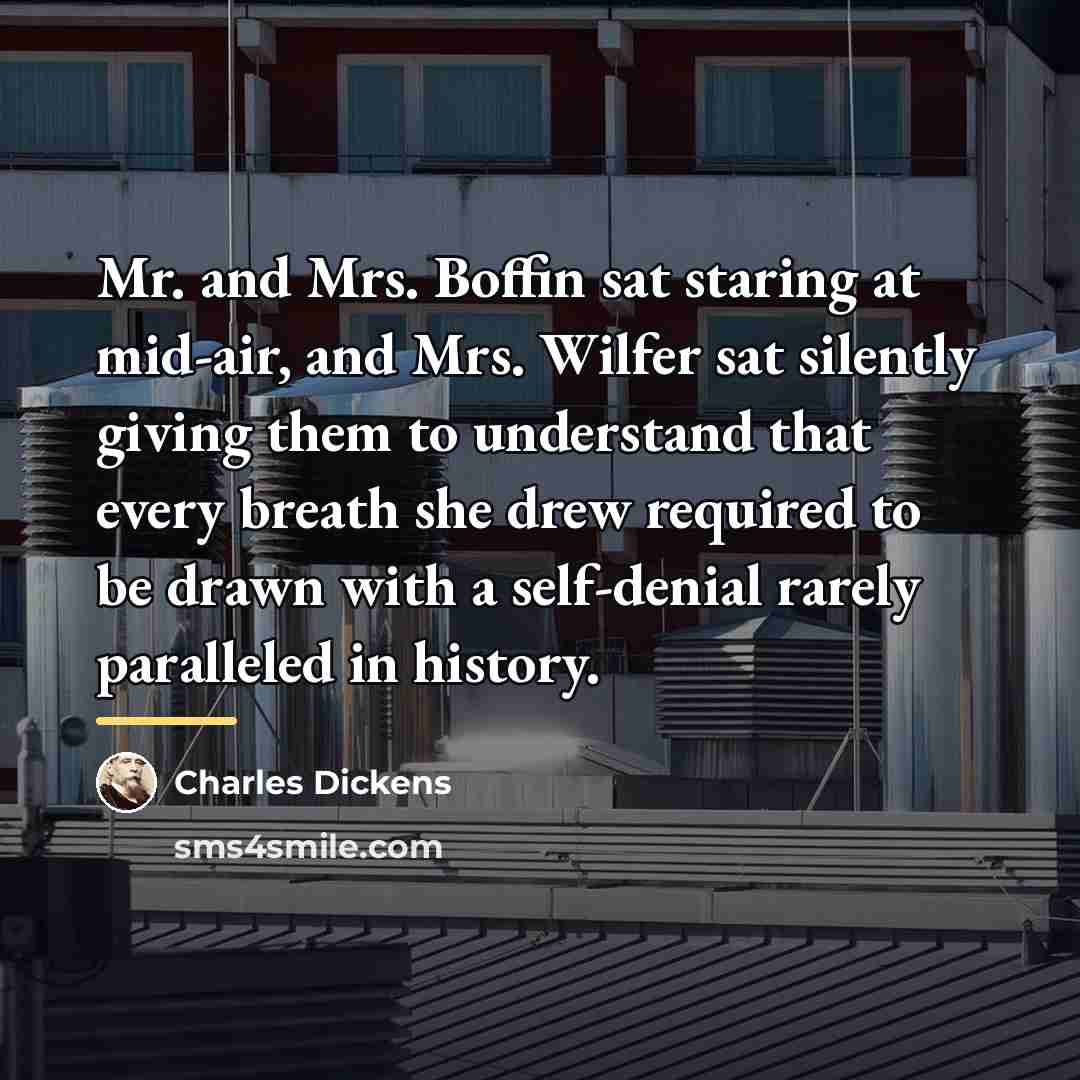 “Mr. and Mrs. Boffin sat staring at mid-air, and Mrs.…” quote by Charles Dickens