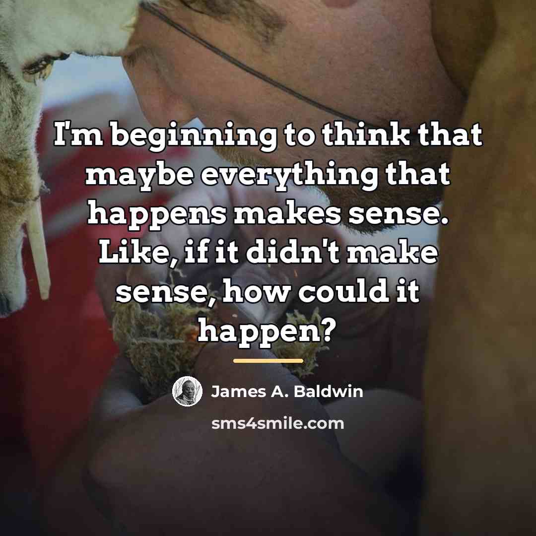 “I'm beginning to think that maybe everything that happens makes…” quote by James A. Baldwin