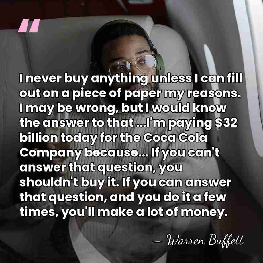 I never buy anything unless I can fill out on a piece&hellip; - Warren Buffett