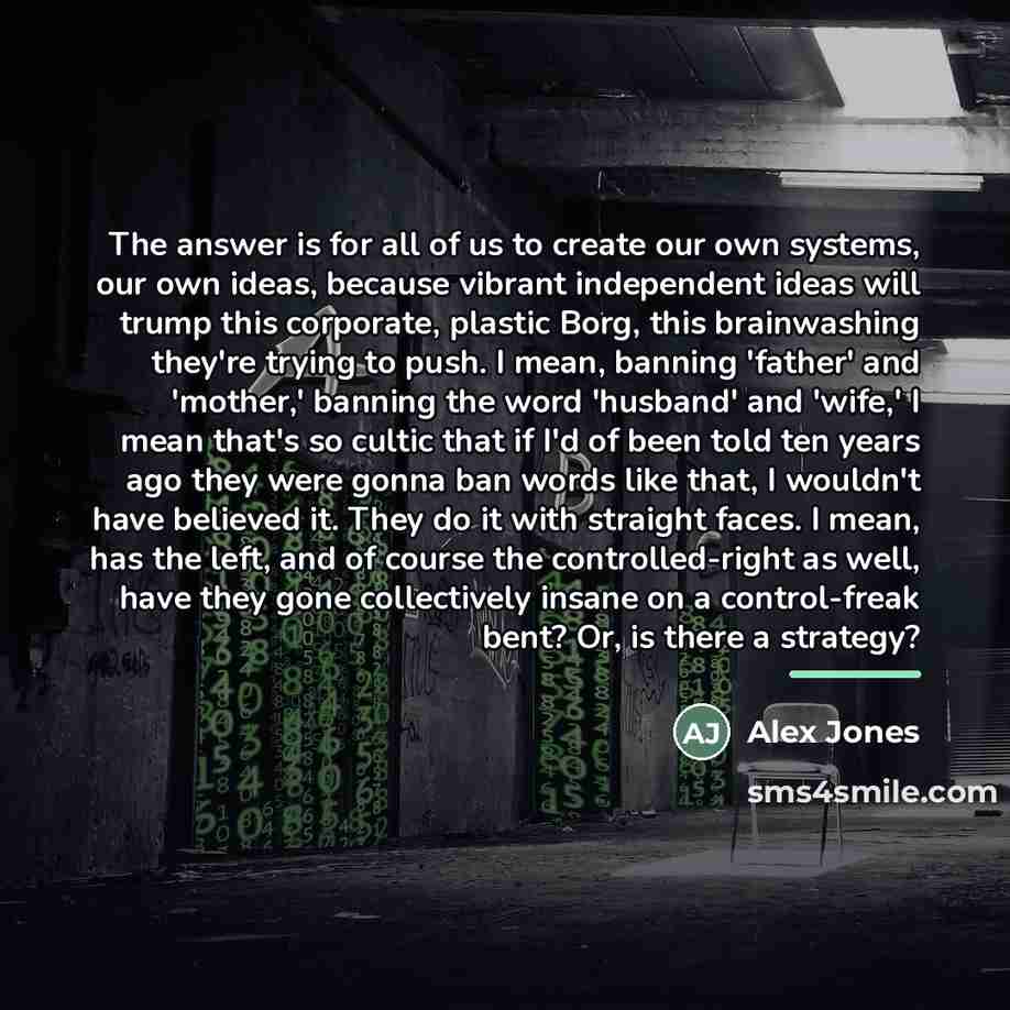 “The answer is for all of us to create our…” quote by Alex Jones