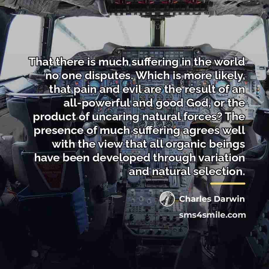 “That there is much suffering in the world no one…” quote by Charles Darwin