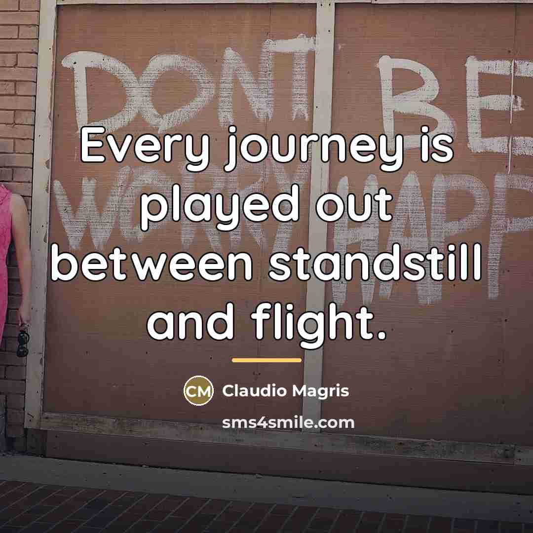 “Every journey is played out between standstill and flight.…” quote by Claudio Magris