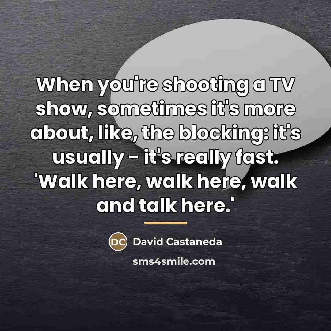“When you're shooting a TV show, sometimes it's more about,…” quote by David Castaneda