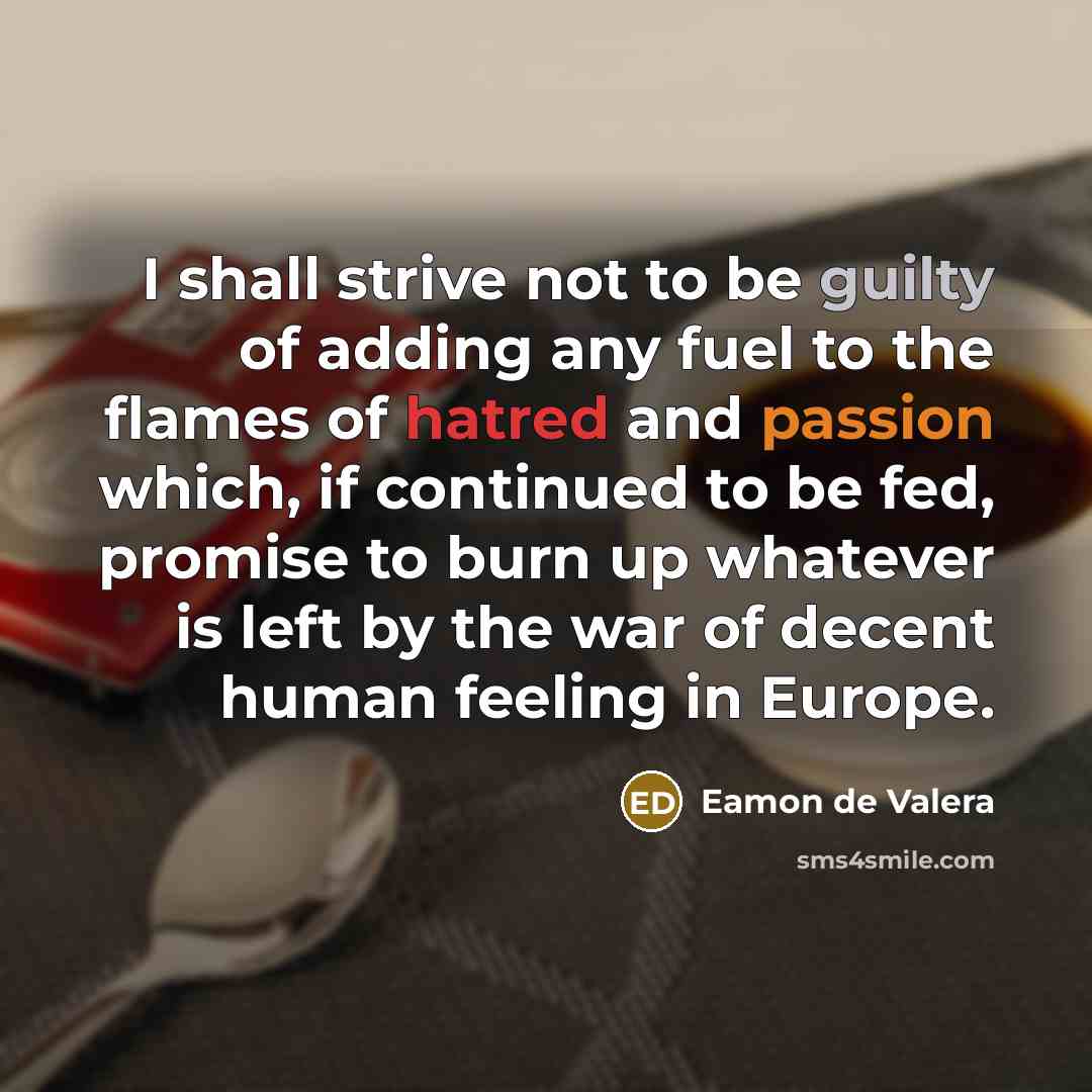 “I shall strive not to be guilty of adding any…” quote by Eamon de Valera