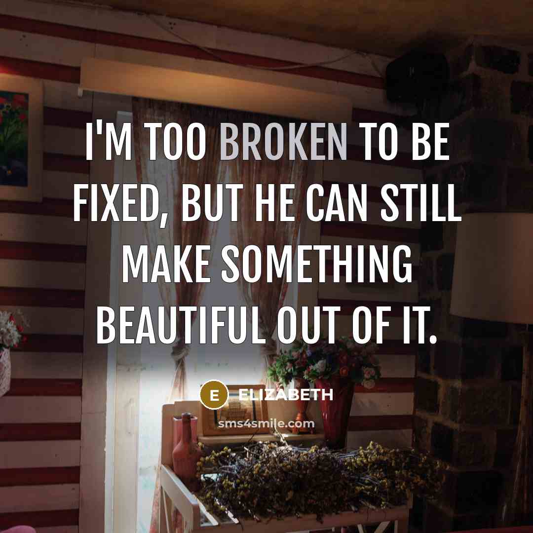 “I'm too broken to be fixed, But he can still…” quote by Elizabeth