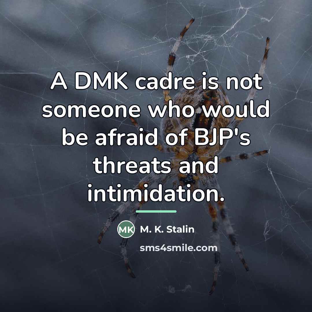 “A DMK cadre is not someone who would be afraid…” quote by M. K. Stalin