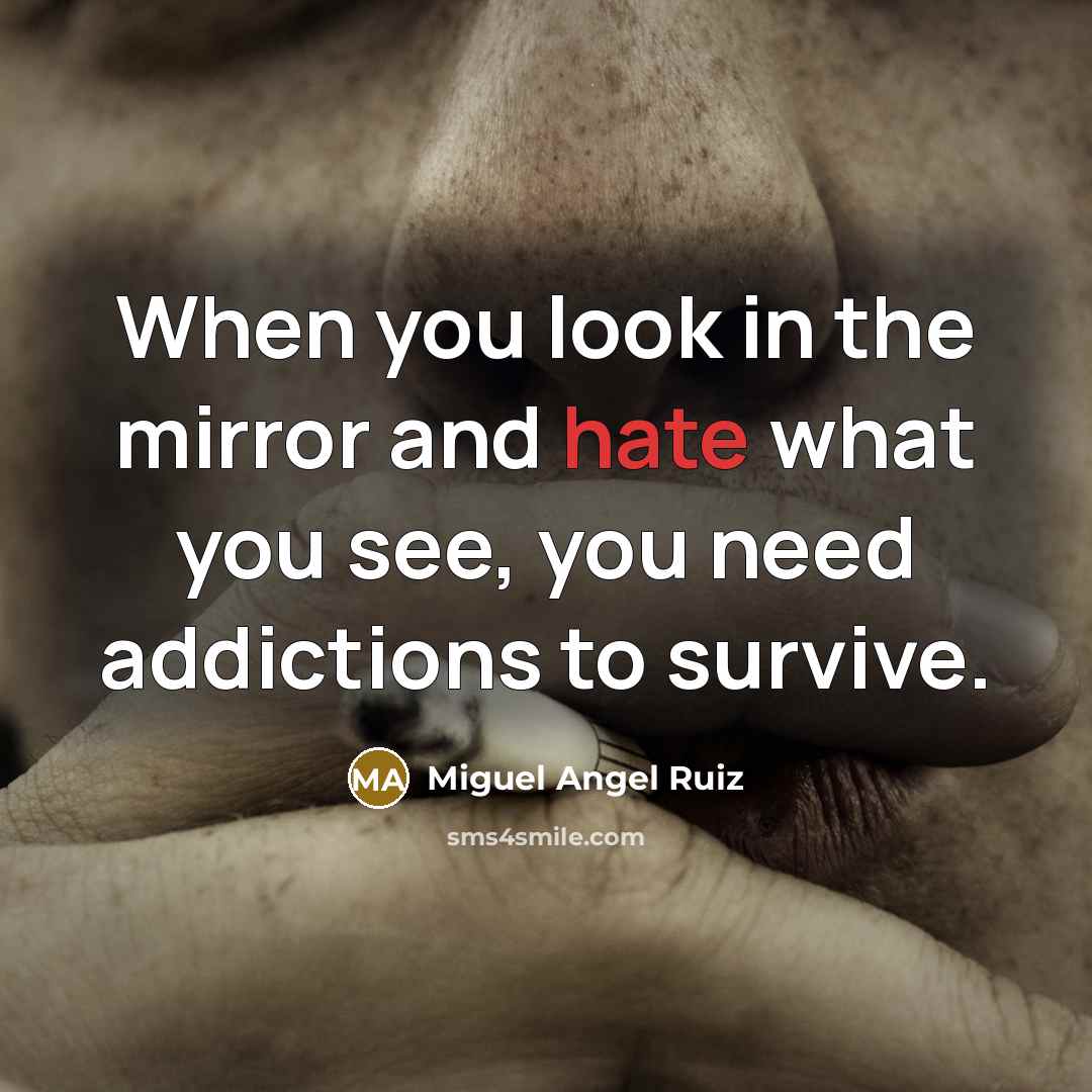 “When you look in the mirror and hate what you…” quote by Miguel Angel Ruiz