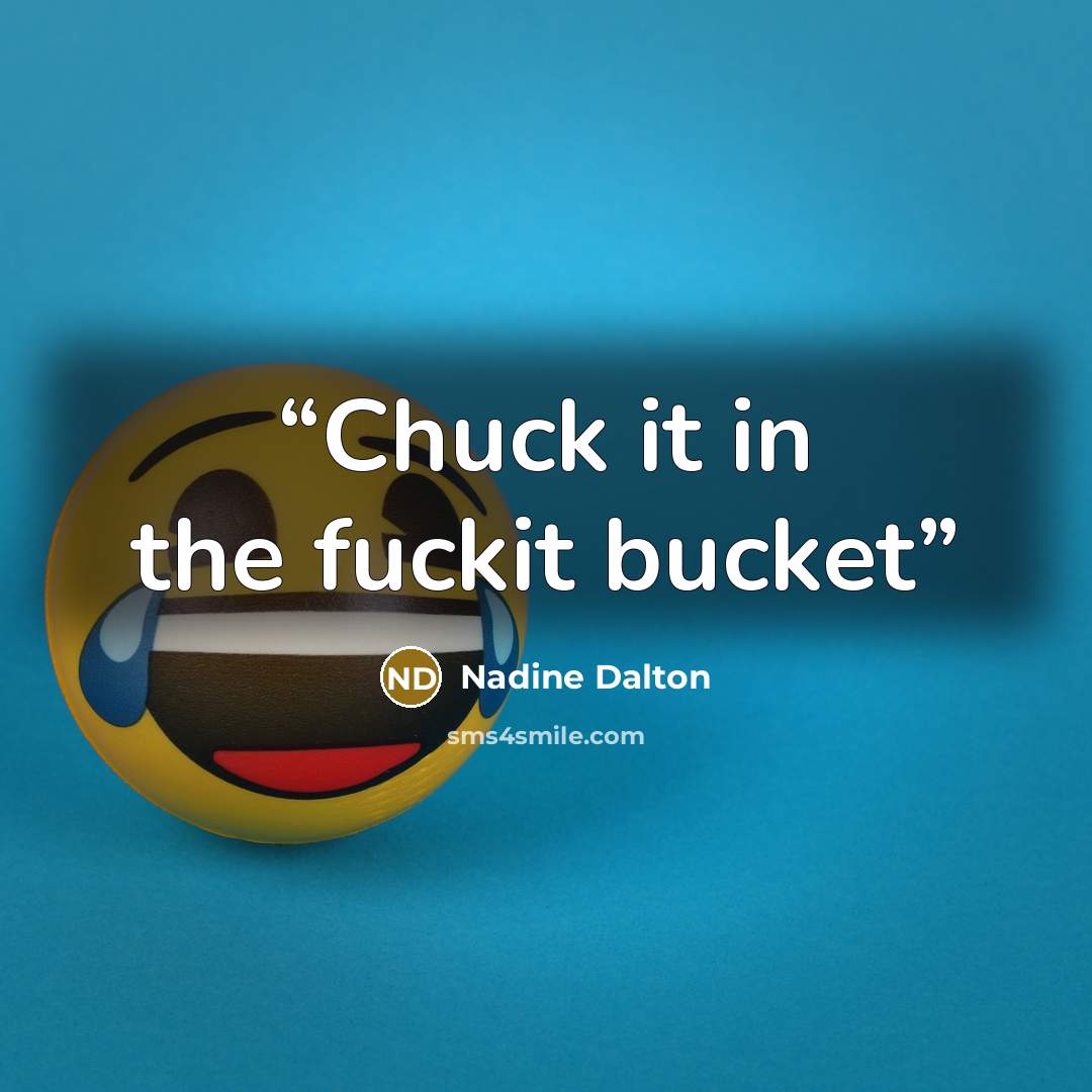 “Chuck it in the fuckit bucket” quote by Nadine Dalton