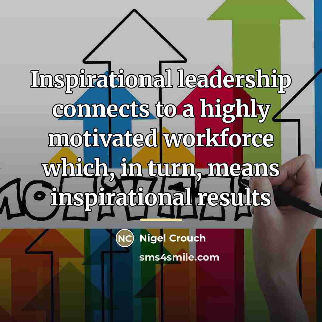 “Inspirational leadership connects to a highly motivated workforce which, in…” quote by Nigel Crouch